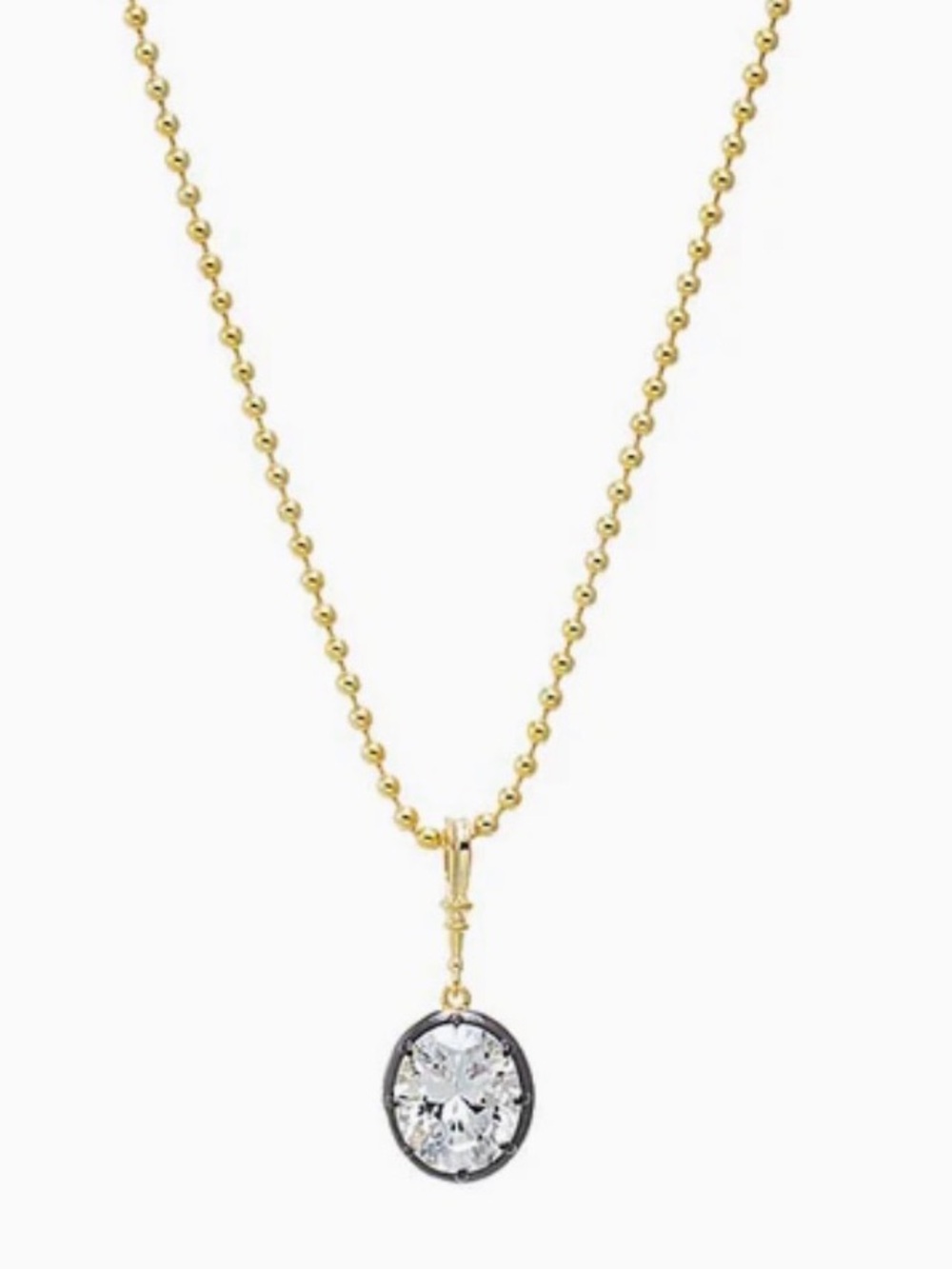 Adina Edin ~ CZ Oval Encased Statement Necklace Charm ~ New ~ Gorgeous!